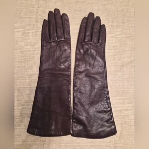 Dark Brown Leather Opera Length Gloves